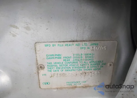 2005 Subaru Forester 2.5Xs z USA, uszkodzony, nr VIN JF1SG65635H737549